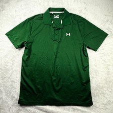 Under Armour Mens L HeatGear Polo Green Loose Fit Performance Golf