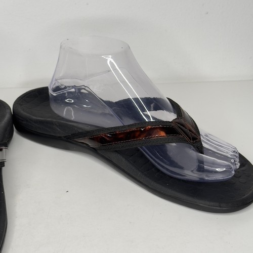Vionic Tide Sandals Shoes Womens Size 10 Black Brown Flip Flop Orthotic Comfort - Picture 5 of 8