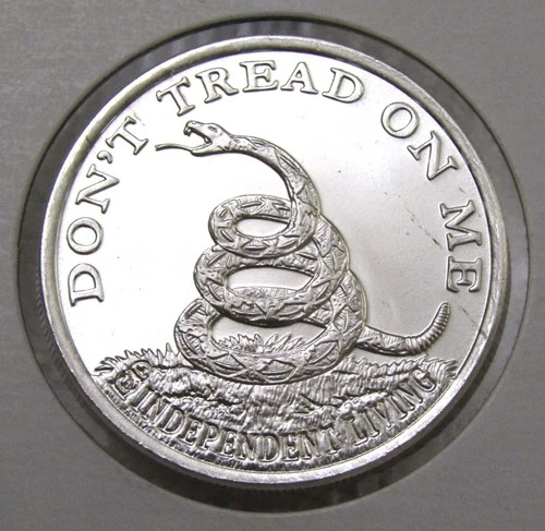 Independent Living Don't Tread Boston Tea Party 1 Troy oz .999 Fine Silver Round