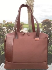 PIQUADRO NWOT 15 IN FABRIC LEATHER LAPTOP WORK / TRAVEL BAG MANY COMPARTMENTS!