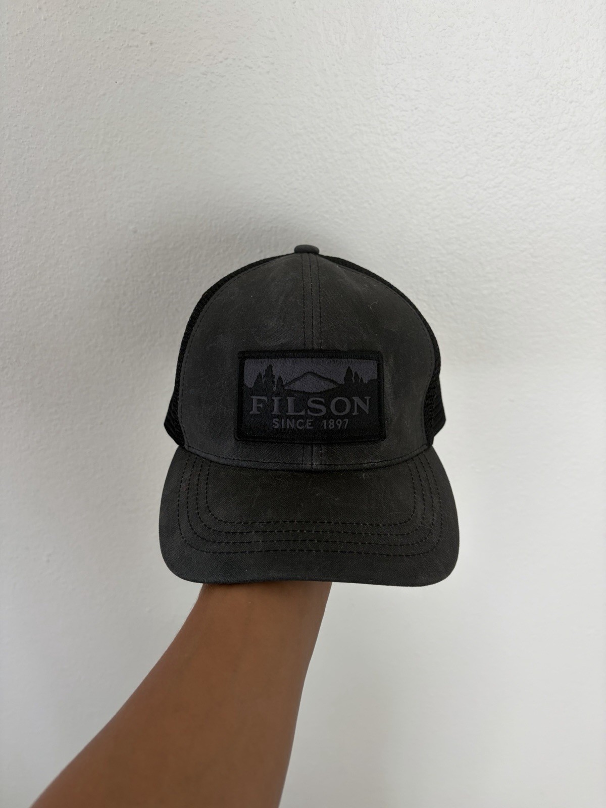 Charcoal Grey CC Filson Oil Finish Cotton Trucker Hat One Size Used Good Cond