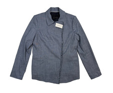 Banana Republic NWT Womens Size 8 Lined Blue Blazer Fringe Trim Jacket Padded
