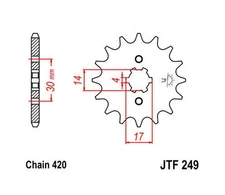 JT Front Sprocket 420 13T #JTF249.13 for Kawasaki KLX110L/KLX110/AR50 Mini GP