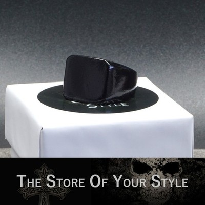 Siegelring Ring Schwarz Glänzend Unisex 7 Größen