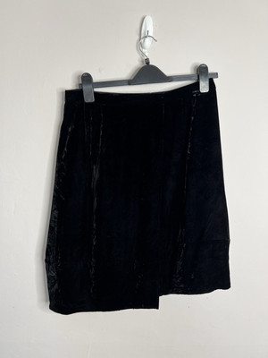 Toast Skirt Size 10 Black Velvet Wrap Knee Length Silk Party Mini