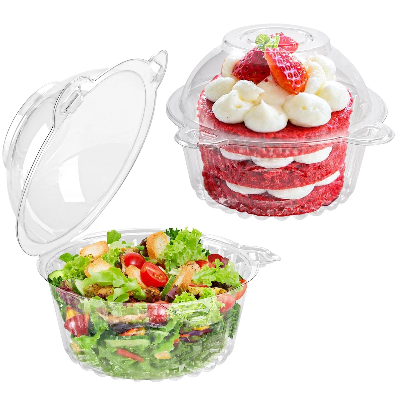 100 Pack Individual Cupcake Containers Plastic Cupcake Holders Deep Dome Muff...