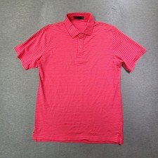 G/Fore Polo Shirt Mens Large Pink Striped Performance Stretch Golf Preppy