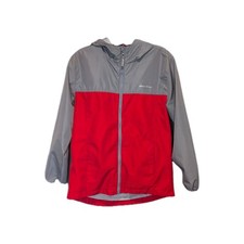 Eddie Bauer Rain Windbreaker Jacket Hooded Red/Gray Youth Kids Size Large 14-16