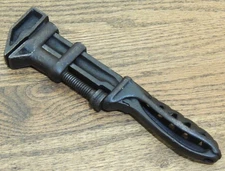 1877 O. B. NORTH & Co. NEW HAVEN, CT 10" ADJUSTABLE WRENCH w/BASKET WEAVE HANDLE