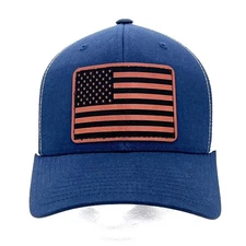American Flag Trucker Hat Cap The Classics Adjustable Mesh Back Navy Blue White