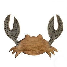 Rustic Wooden Hruska Crab Tabletop Decor Silver Scales Nautical Coastal Beach