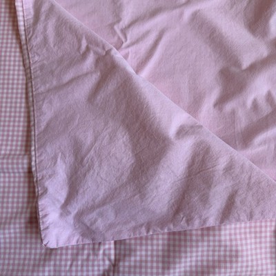 Pink Gingham Cotton Crib Duvet Cover Zip Close Kids Baby Toddler Bedroom 47x32in