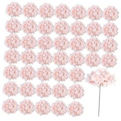  46 PCS Hydrangea Artificial Flowers Silk Hydrangea Heads with Stems Pink