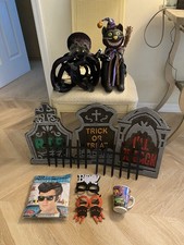 Lot of 11 Various HALLOWEEN Decorations Indoor / Outdoor SPIDER, CAT, TOMBSTONES