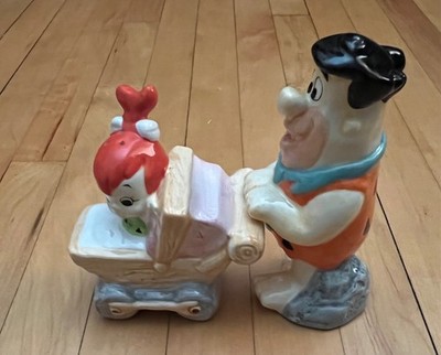 The Flintstones Ceramic Salt & Pepper Shaker Set - Fred Flintstone and Pebbles