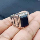 Black Onyx Stone Ring Men's 925 Sterling Silver Handmade Engagement Gift Ring R1