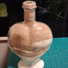Clear Glass Sand Art Decorative Bottle w/ Cork Stopper, Beige Sand, Kids