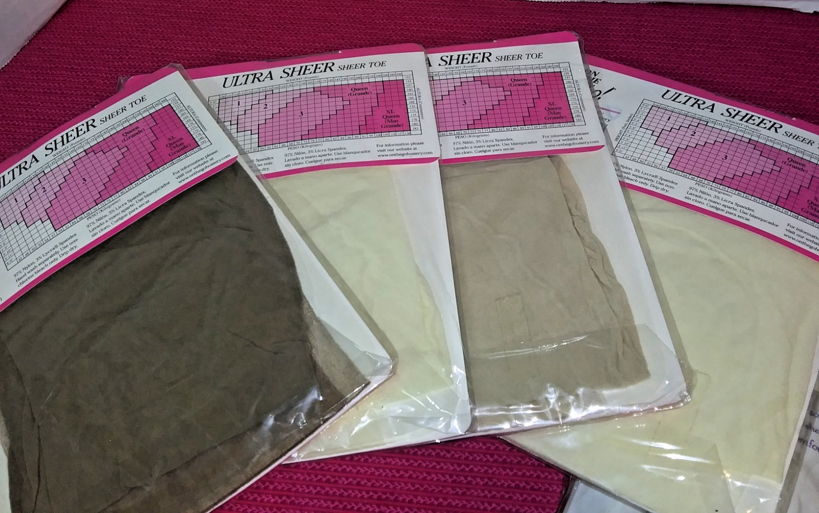 On The Go! Sheer Pantyhose 6 Pair Queen Size Nylon Off White & Platina thumbnail 2