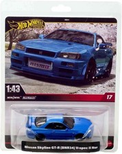 Hot Wheels Premium Nissan Skyline GT-R BNR34 V-Spec II Nur 1:43 Blue