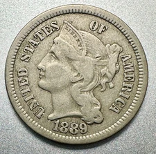 1889   3 CENT NICKEL   NICE DETAIL    KEY DATE  $1009