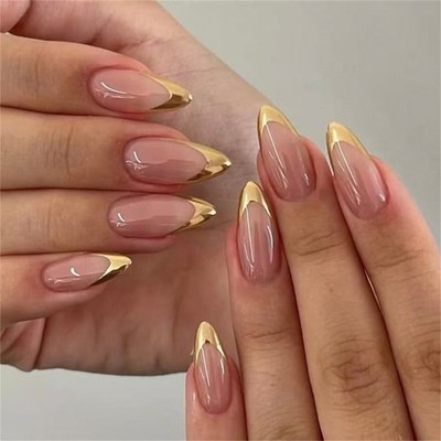 24Pieces/Set Artificial Nail Curved Shape Design ABS Construction False Nail