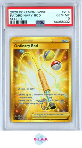 ORDINARY ROD POKEMON 215 2020 SWORD & SHIELD BASE GOLD FULLART ENGLISH PSA 10