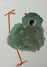 ACEO Original Painting, Bird Impressionism Oil Art, Emmer Plaxe, Animal Abstract