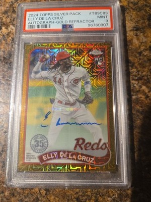 2024 Topps  Silver Pack ELLY DE LA CRUZ  GOLD REFRACTOR  27/50 PSA 9