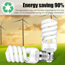 CFL Light Bulbs E26 Base, T2 Spiral 13Watt 60Watt Equivalent Soft White 270...