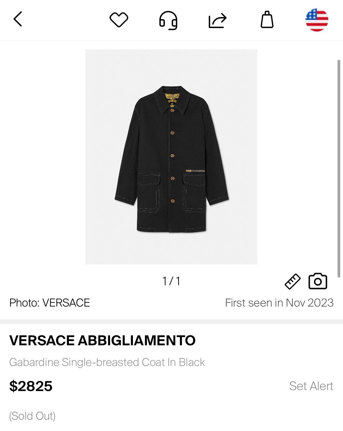 VERSACE ABBIGLIAMENTO Gabardine Single breasted Coat In Black Men Sz 54 $2825 image 3