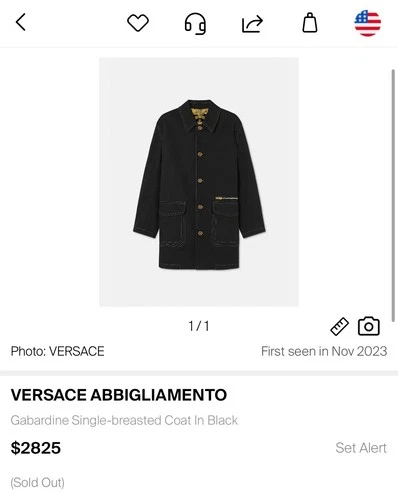 VERSACE ABBIGLIAMENTO Gabardine Single breasted Coat In Black Men Sz 54 $2825 image 3