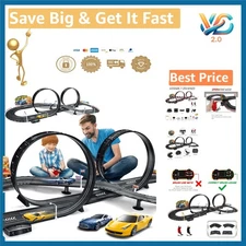Electric Slot Car Race Track Set for Kids 2 Cars Beginner Fun Compatible