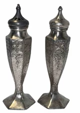 Vintage Weidlich Bros WB Mfg Co Silver Plated Salt and Pepper Shakers 2880