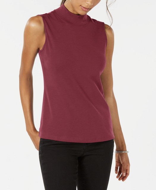 Download KAREN SCOTT Women's Sleeveless Mock-Neck Top S-M Burgundy ...