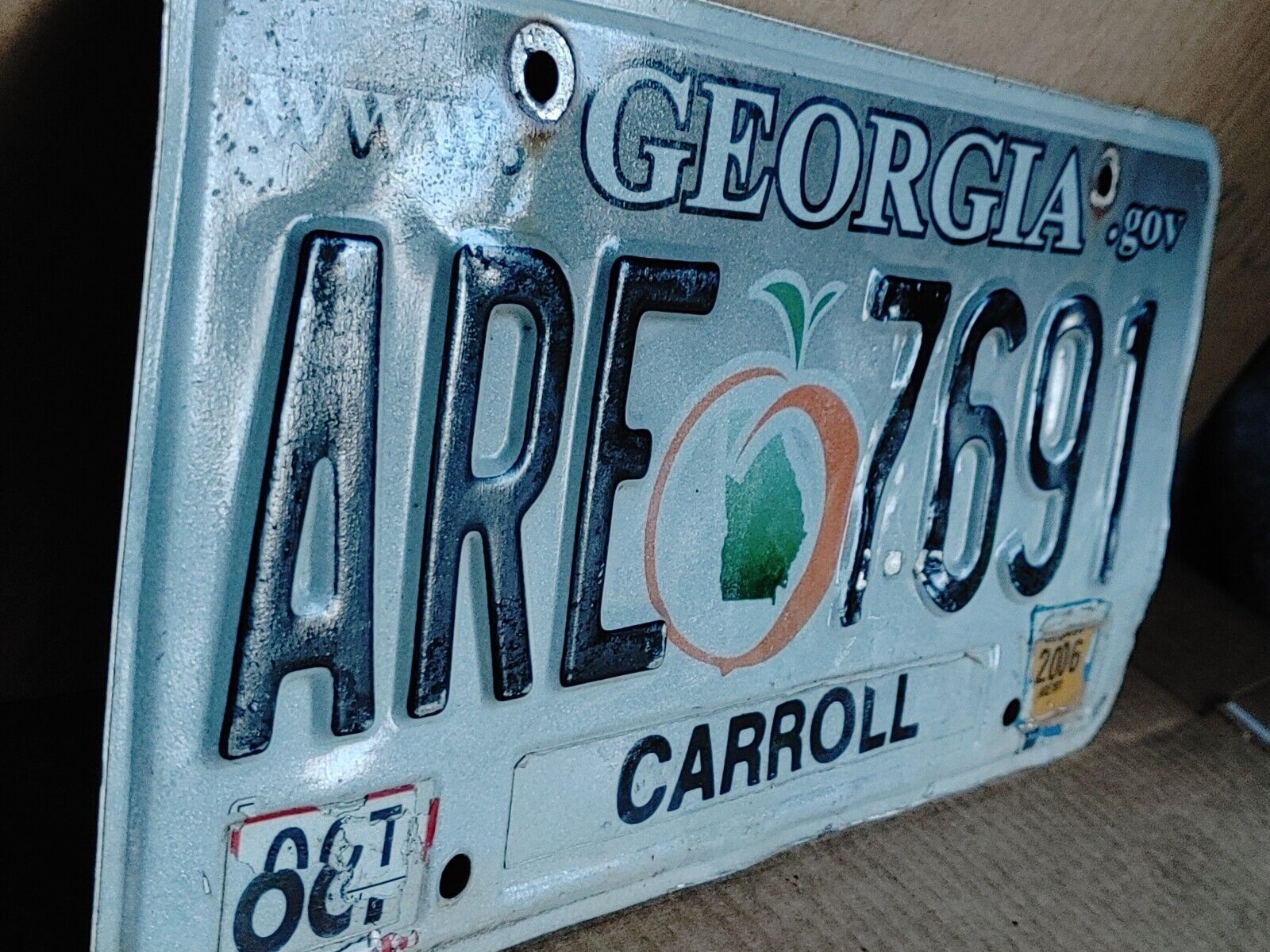 2006 Georgia License Plate Car Tag~ ARE 7691~Carrol County Original Stamped