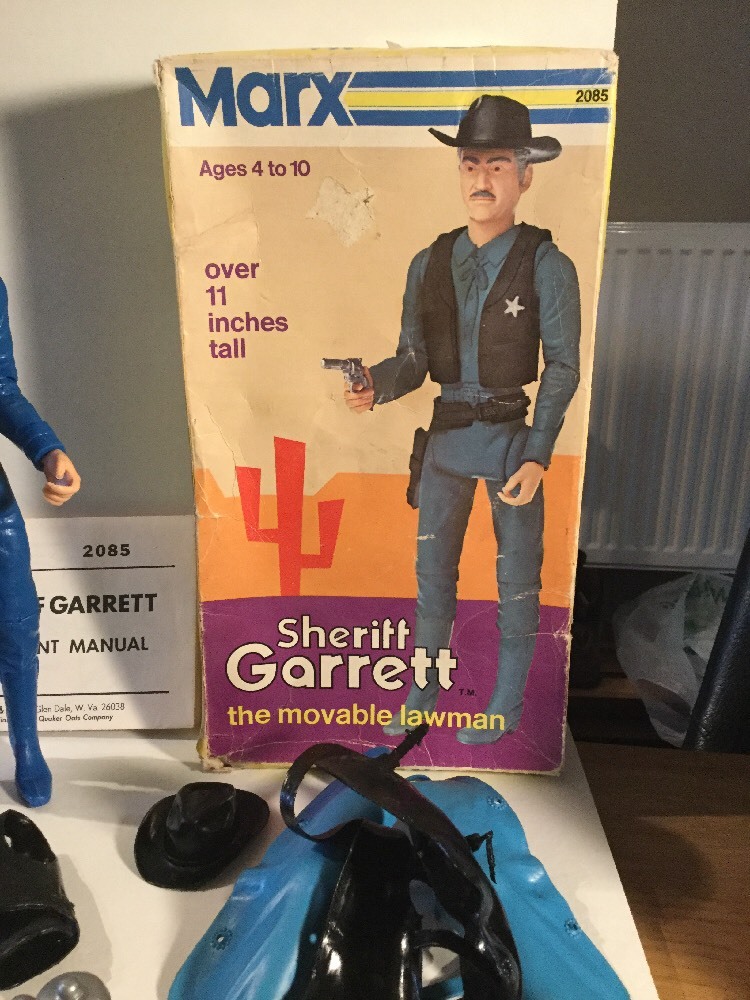 Marx Toys Cowboy Figure Of Sheriff Garrett Boxed With Accessories No