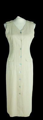 St John's Bay Women 8P beige linen rayon blend sleeveless jumper dress  buttons | eBay