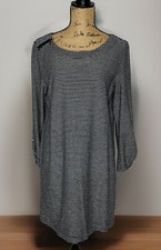 Ann Taylor Loft Black White Knit  Shift Dress Size M Soft Zipper Accent