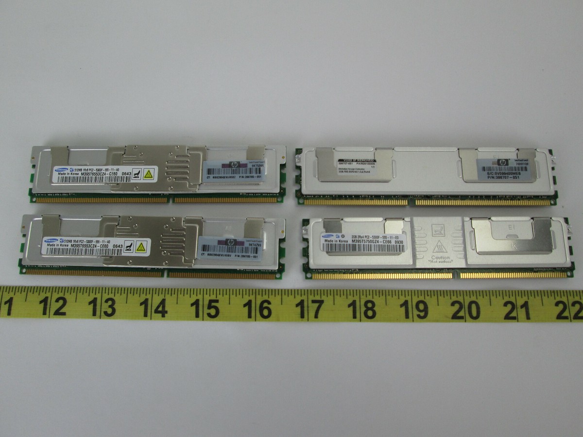 Lot of 4 Samsung Memory RAM 512MB 1Rx8 PC2-5300F-555-11-A0