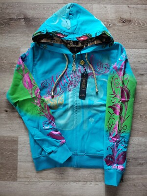 Christian Audigier & Ed Hardy Women Vintage Hoodie High Heel Blue