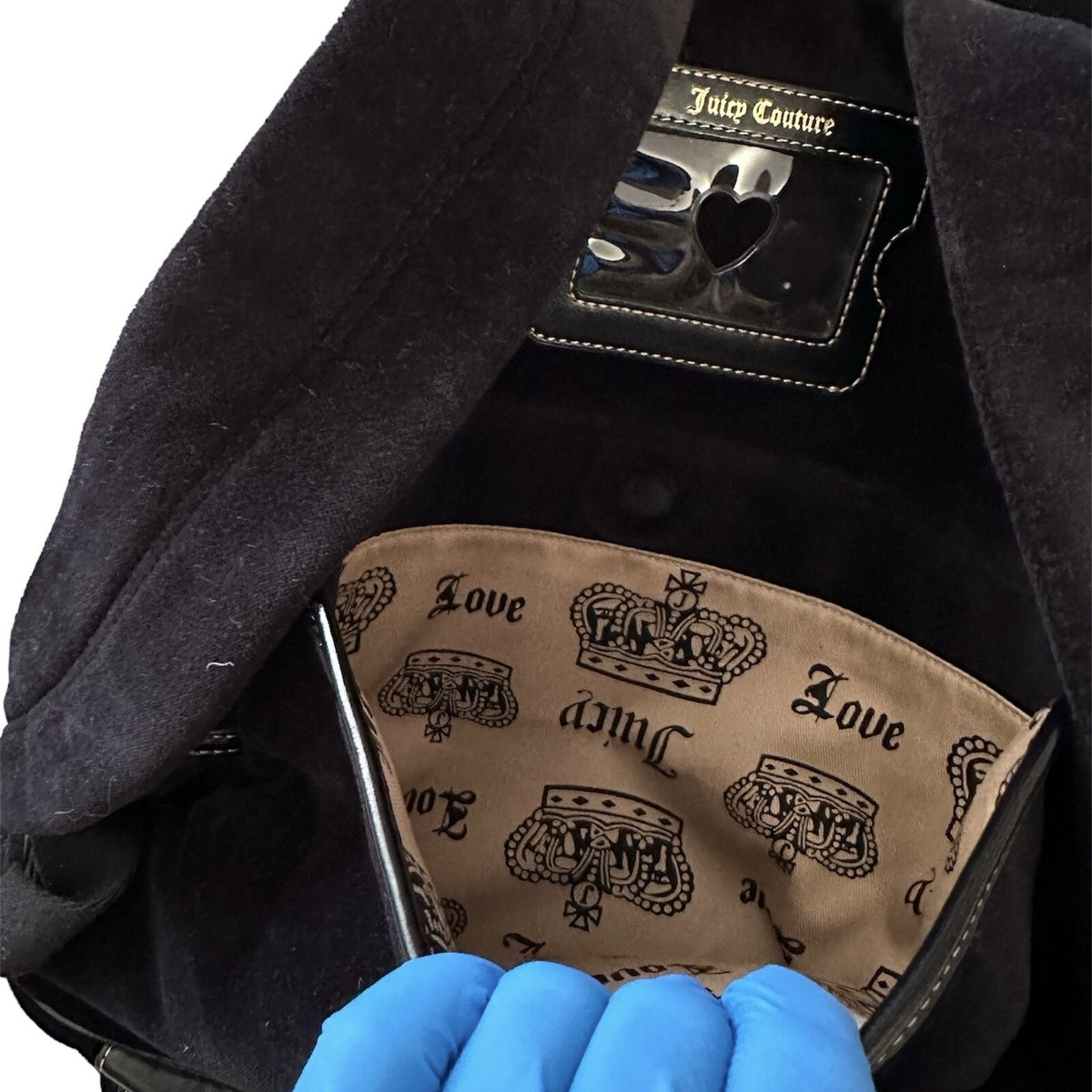 Y2K Vintage‎ JUICY COUTURE Black Velour Backpack Bookbag  display picture 2