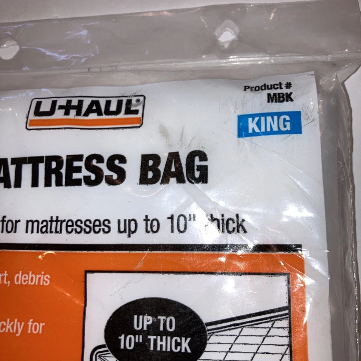 U Haul King Size Mattress Bag for Moving Large Size 96 x 78 x 10 2.0ml Wall