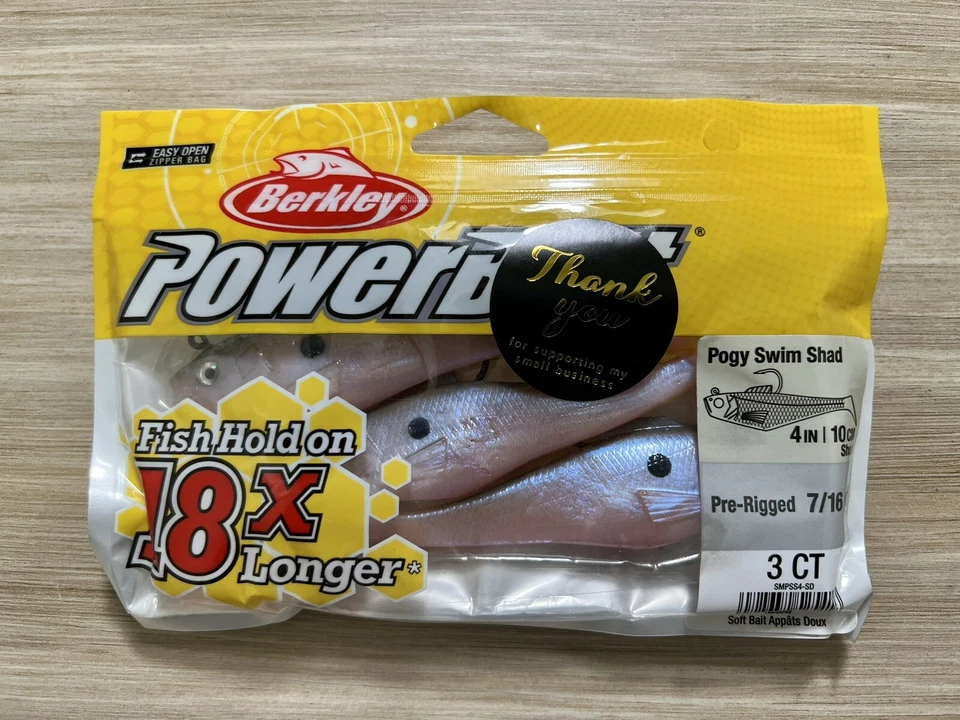 Berkley PowerBait Pogy Swim Shad Swimbaits, pesca de lubina, ¡envío gratuito! ¡NUEVO CON ETIQUETAS! Foto 4 de 4