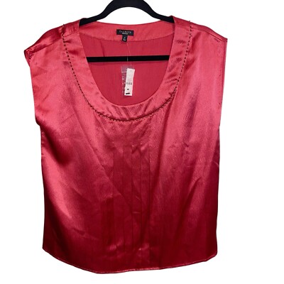 Talbots Top Size Sleeveless Shirt 100% Silk Blouse Feminine Pleated  Career