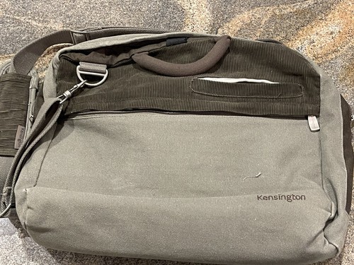 Kensington Contour Laptop Messenger Bag Backpack Padded Pockets Khaki Green