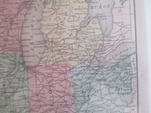 Antique 1800s Hand Colored Map of the Nine Central States Cowperthwait 12.75 x10 - Picture 6 of 9