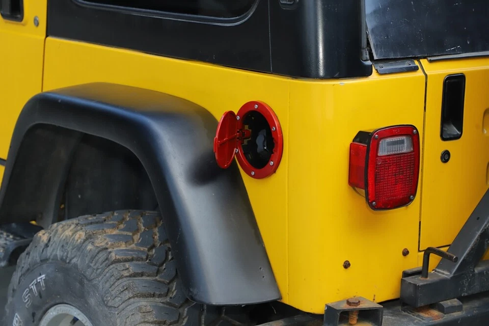 Red Fuel Filler Door Tank Gas Cap Cover Trim For Jeep Wrangler TJ 1997-2006 1pcs - Imagem 4 de 4