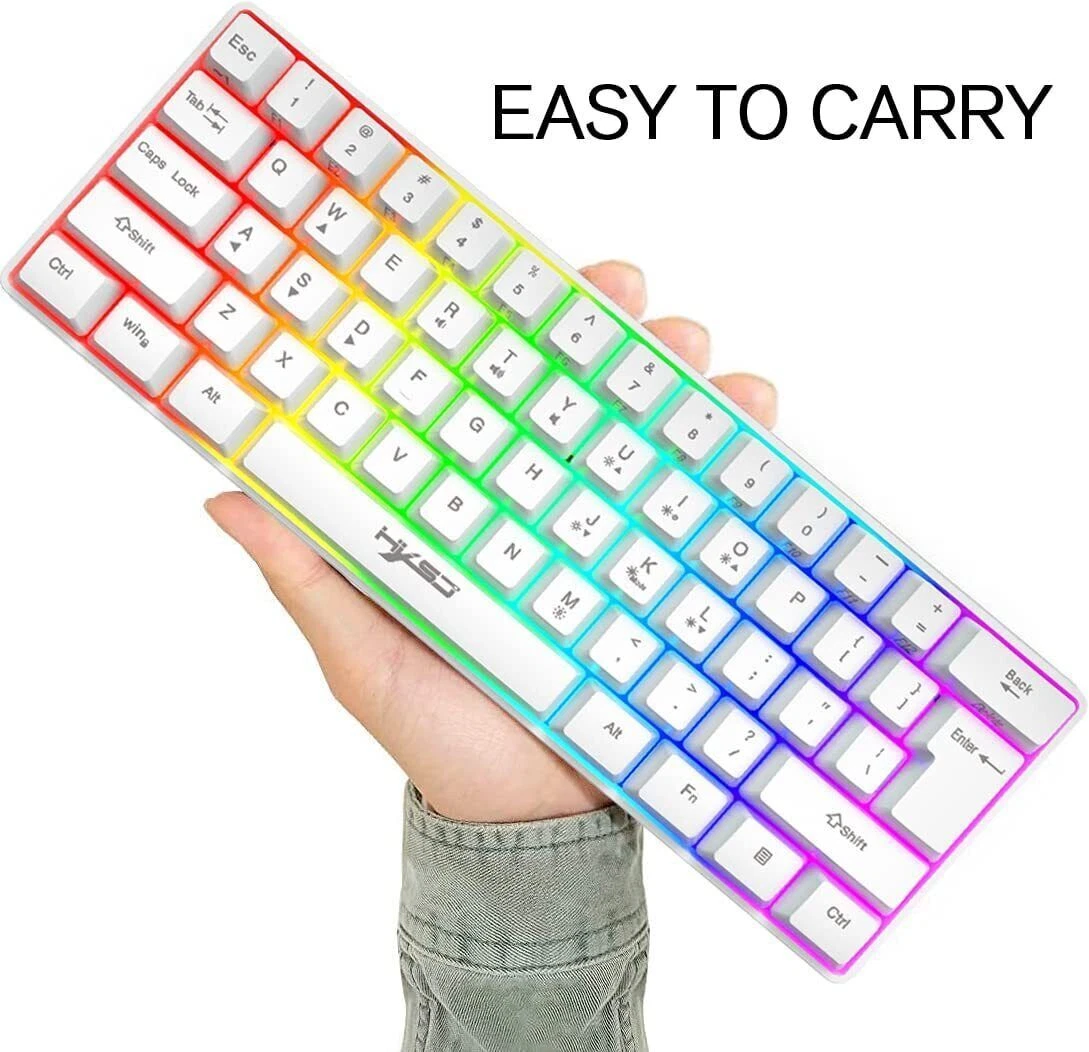 Wired Gaming Keyboard RGB Backlit Portable 60% Tenkeyless Keypad Mechanical  Feel