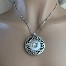 Brighton Ornate Silver Necklace with Crystal Center Reversible NWOT. Elegant