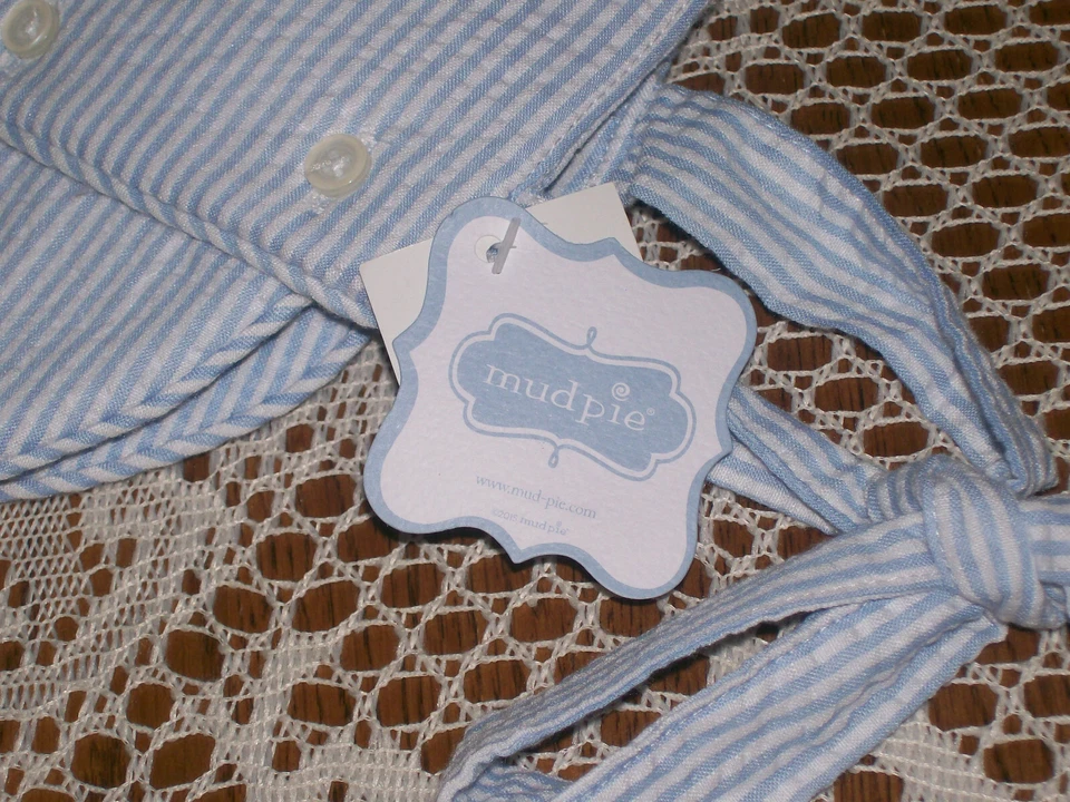 Gorro Mud Pie Baby Seersucker Azul Rayas Infantil Nuevo Con Etiqueta Foto 3 de 4